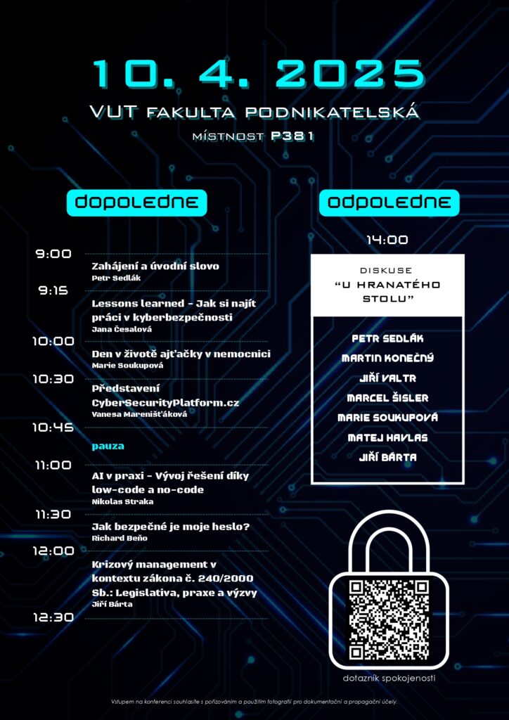 Konference Cyber Security 2025 na VUT - Junior Centrum Excelence kybernetické bezpečnosti